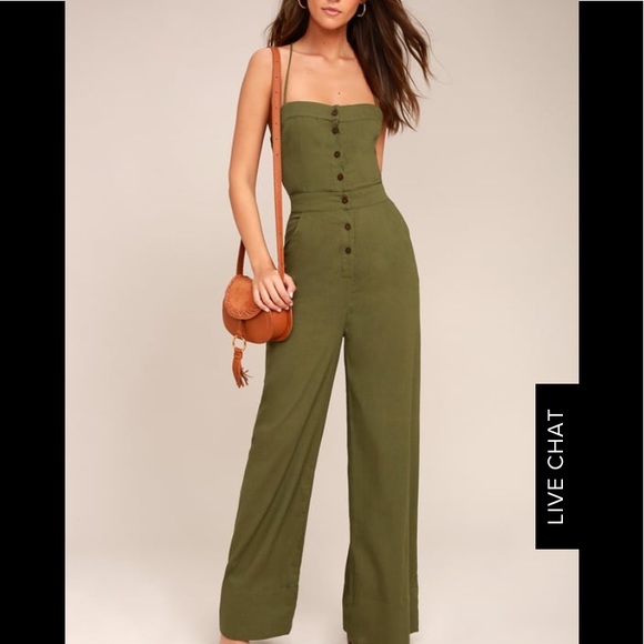 Lulus Pants - Lulu’s Beach Day Olive Green Backless Jumpsuit